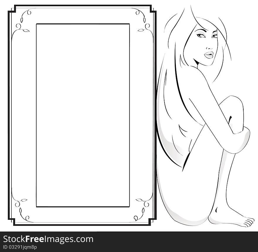 Girl sitting near the frame