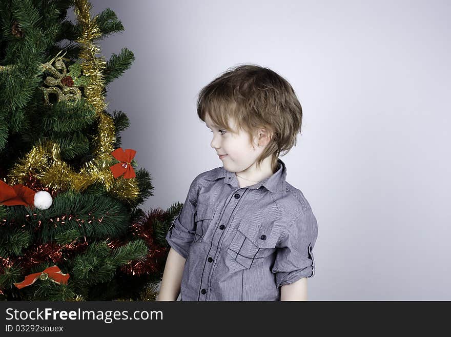 Child posing on a white background. Child posing on a white background