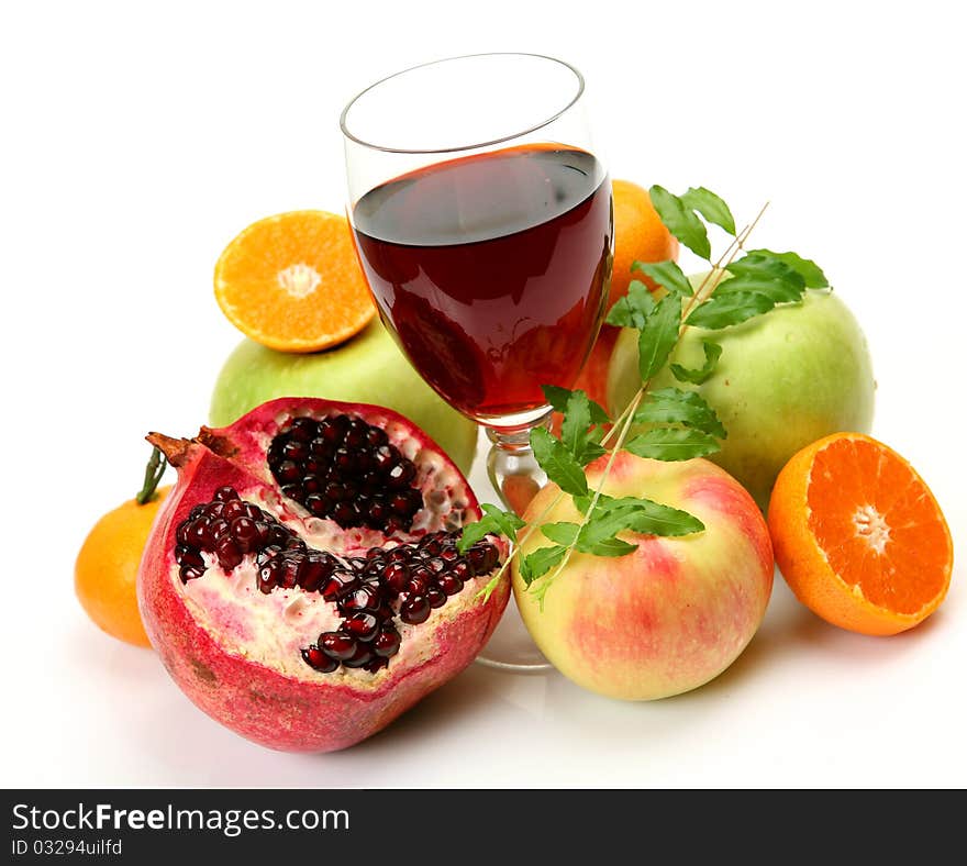 Ripe fruit on a white background