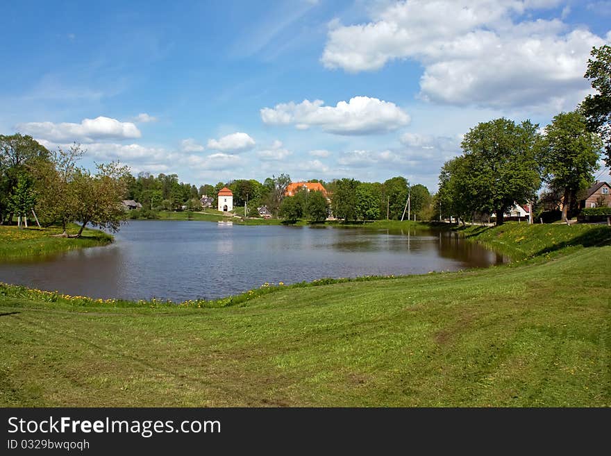 Tranquil landscape pond