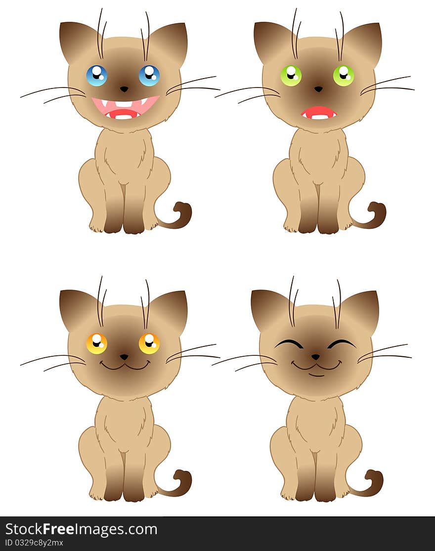 Four funny kittens