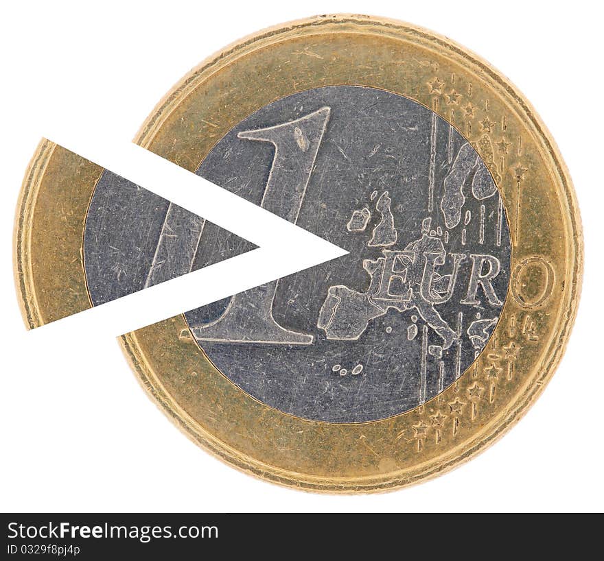 Coin 1€ with a remoted sector