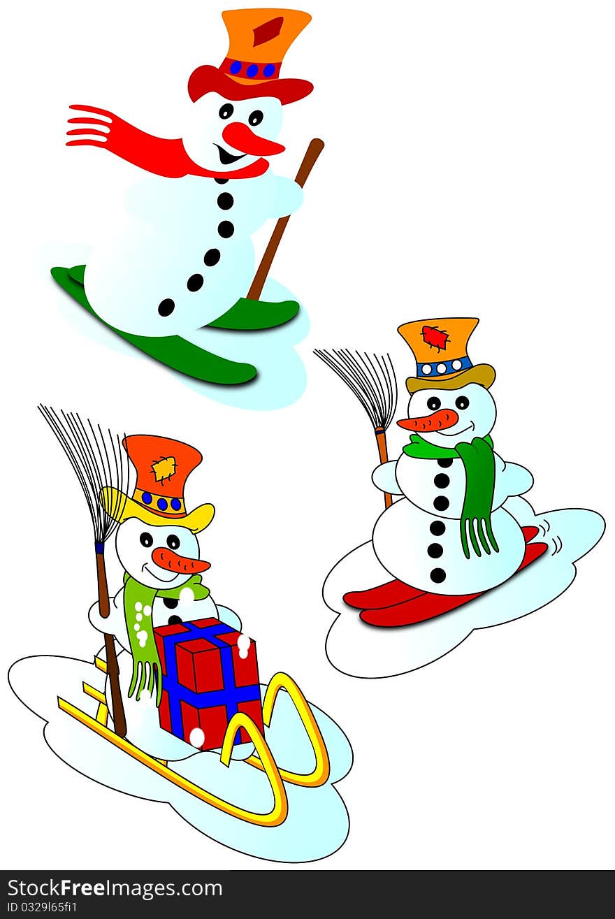 Snowmen snow color sports ski ice