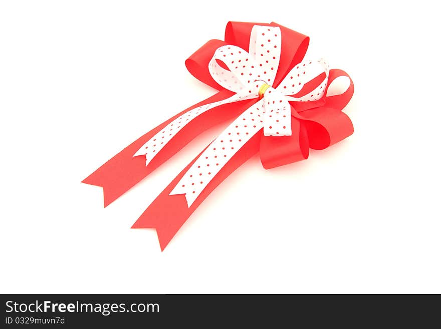 Isolated red and white bow