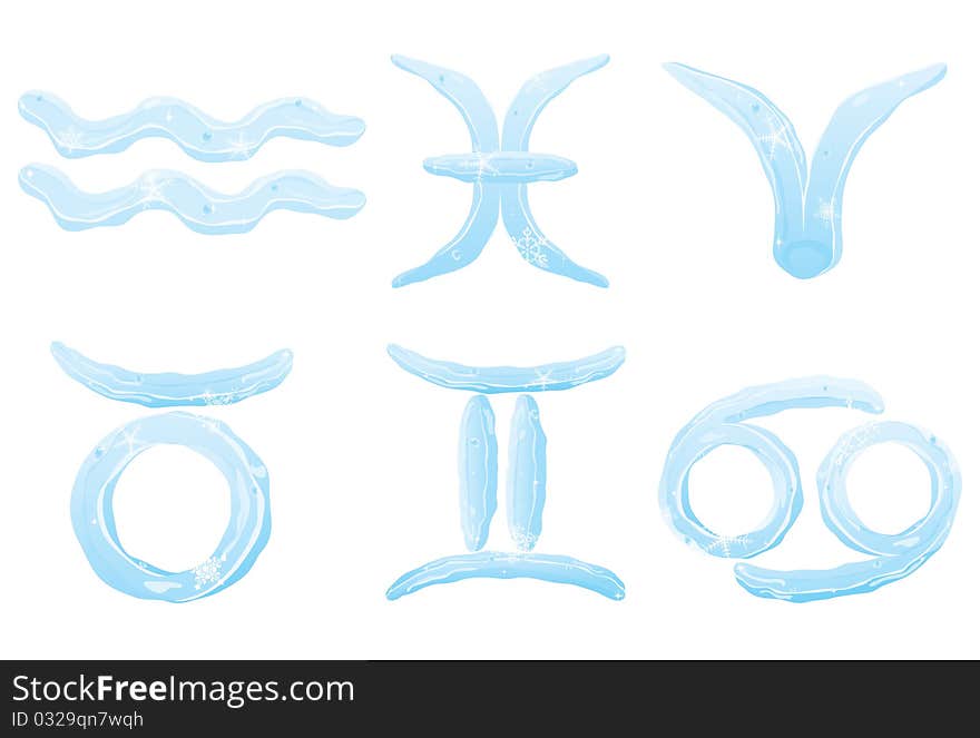 Set Of Ice Zodiac Signs