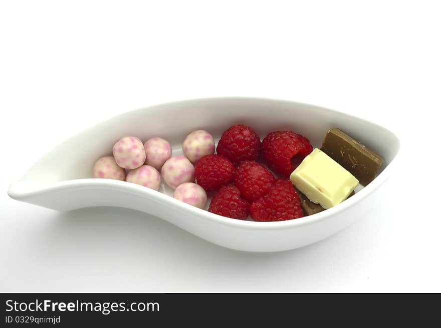 Raspberry with sweets