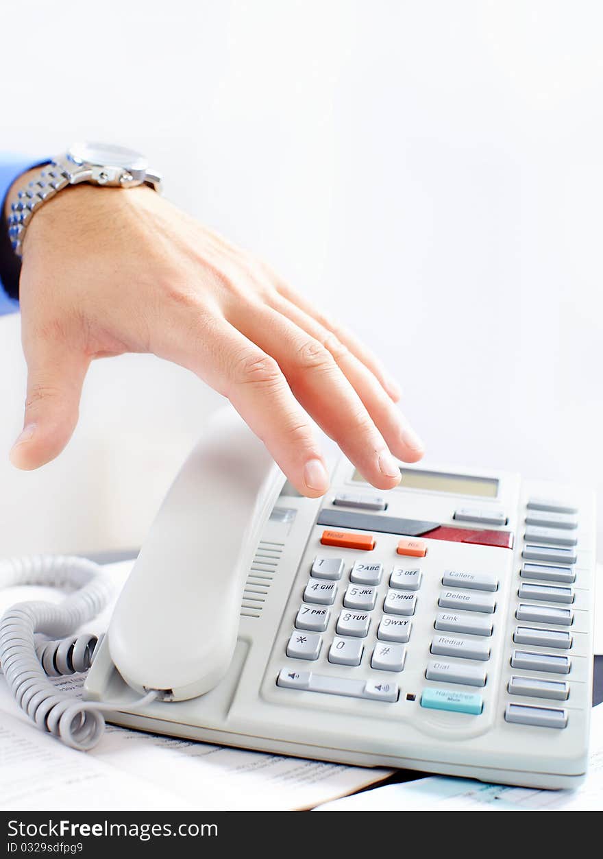 Businessman with telephone