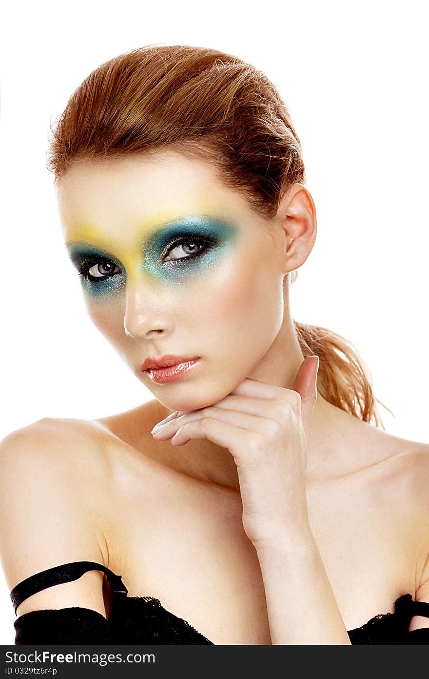 Young woman with professional scenic makeup