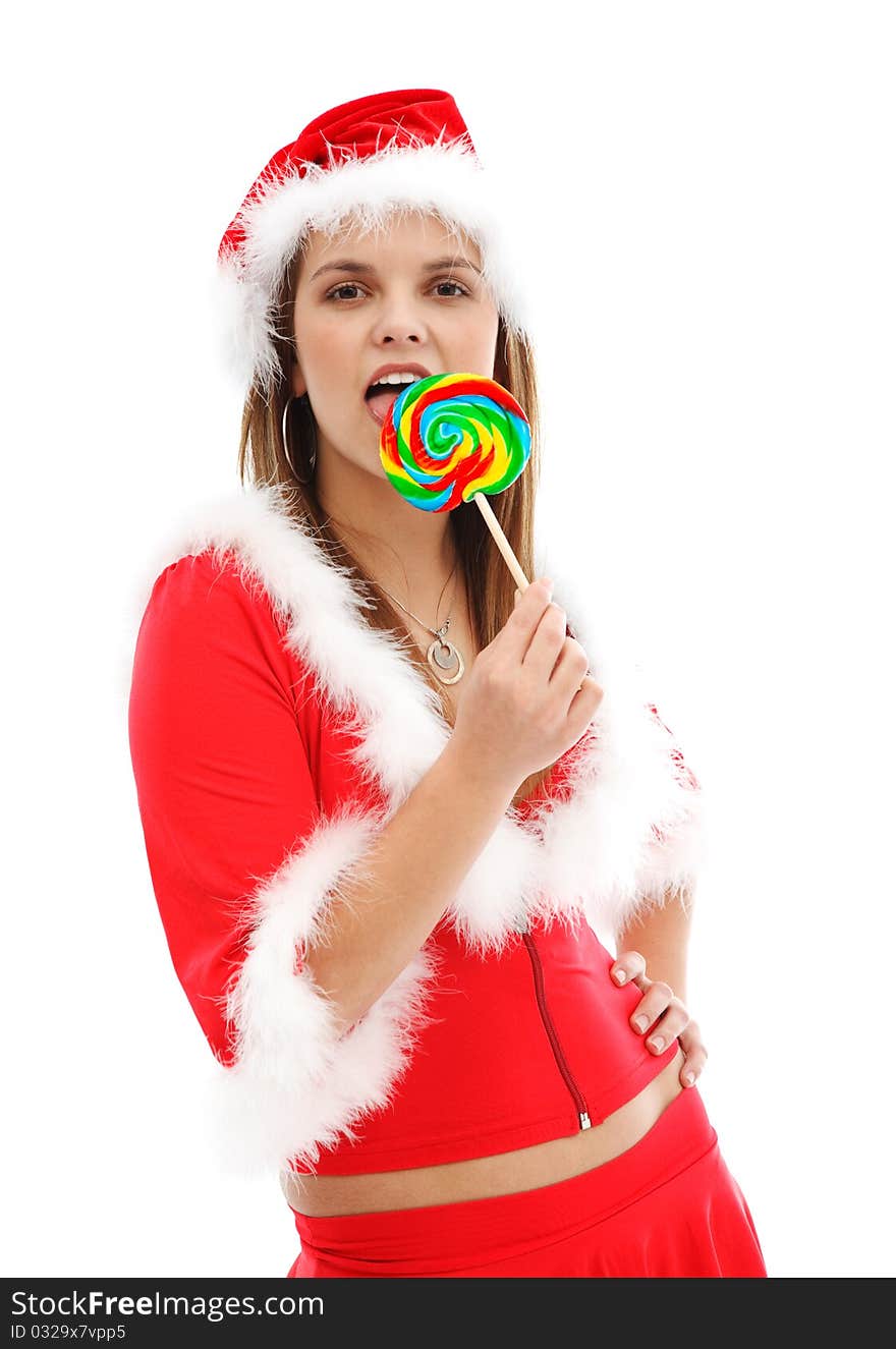 Sexy Santa with lollipop