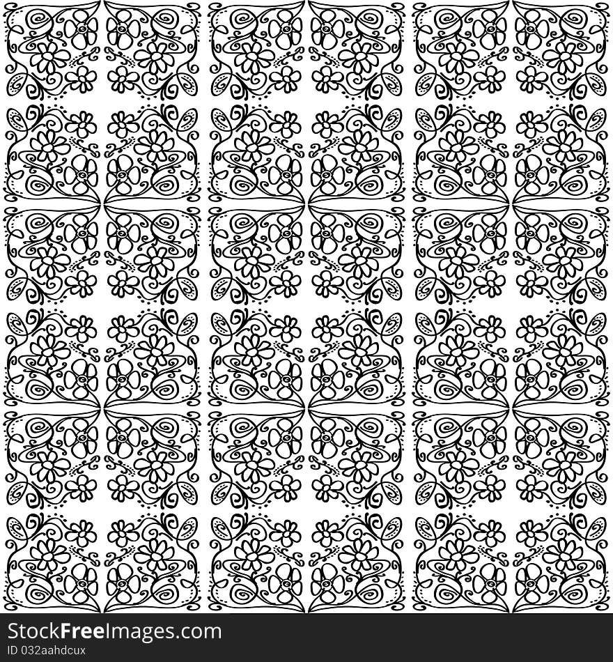 Pattern With Flowers And Other Element