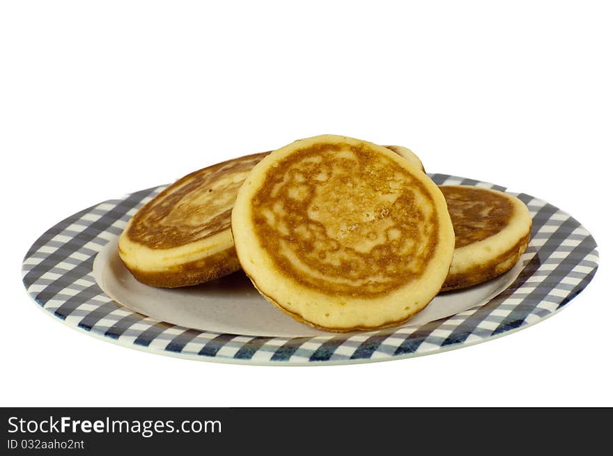 Stack of pancakes isolated on a white background