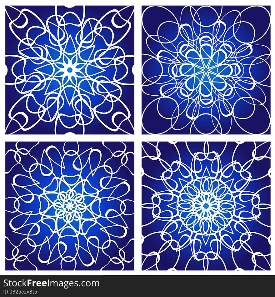 Four abstract backgrounds on blue