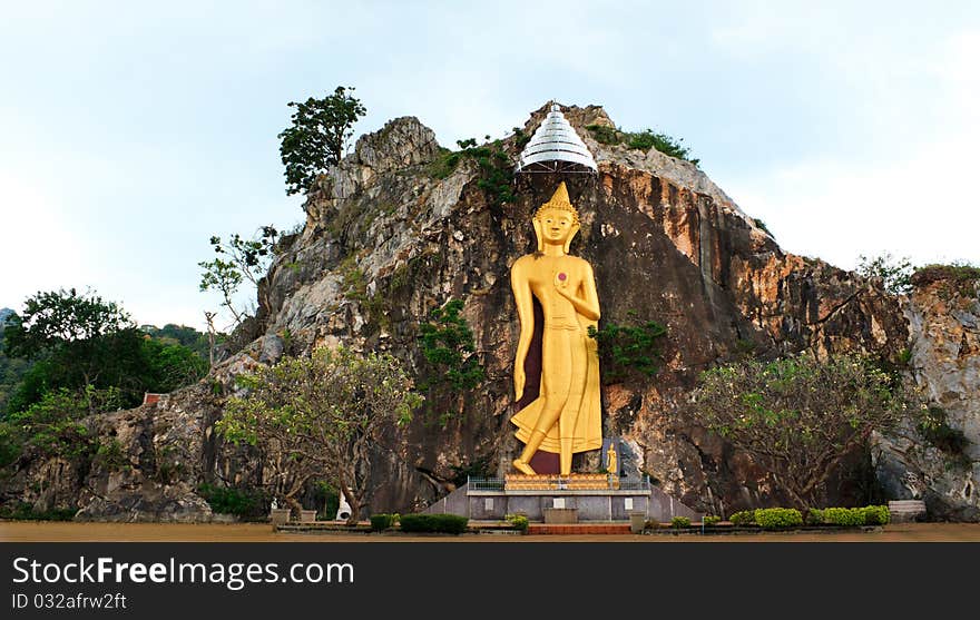 The Big Golden Buddha on stone mountain