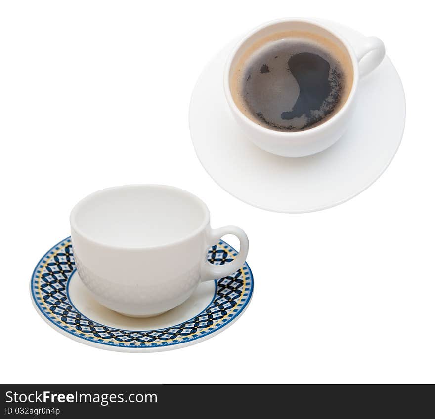 Two cups for coffee on white. Two cups for coffee on white