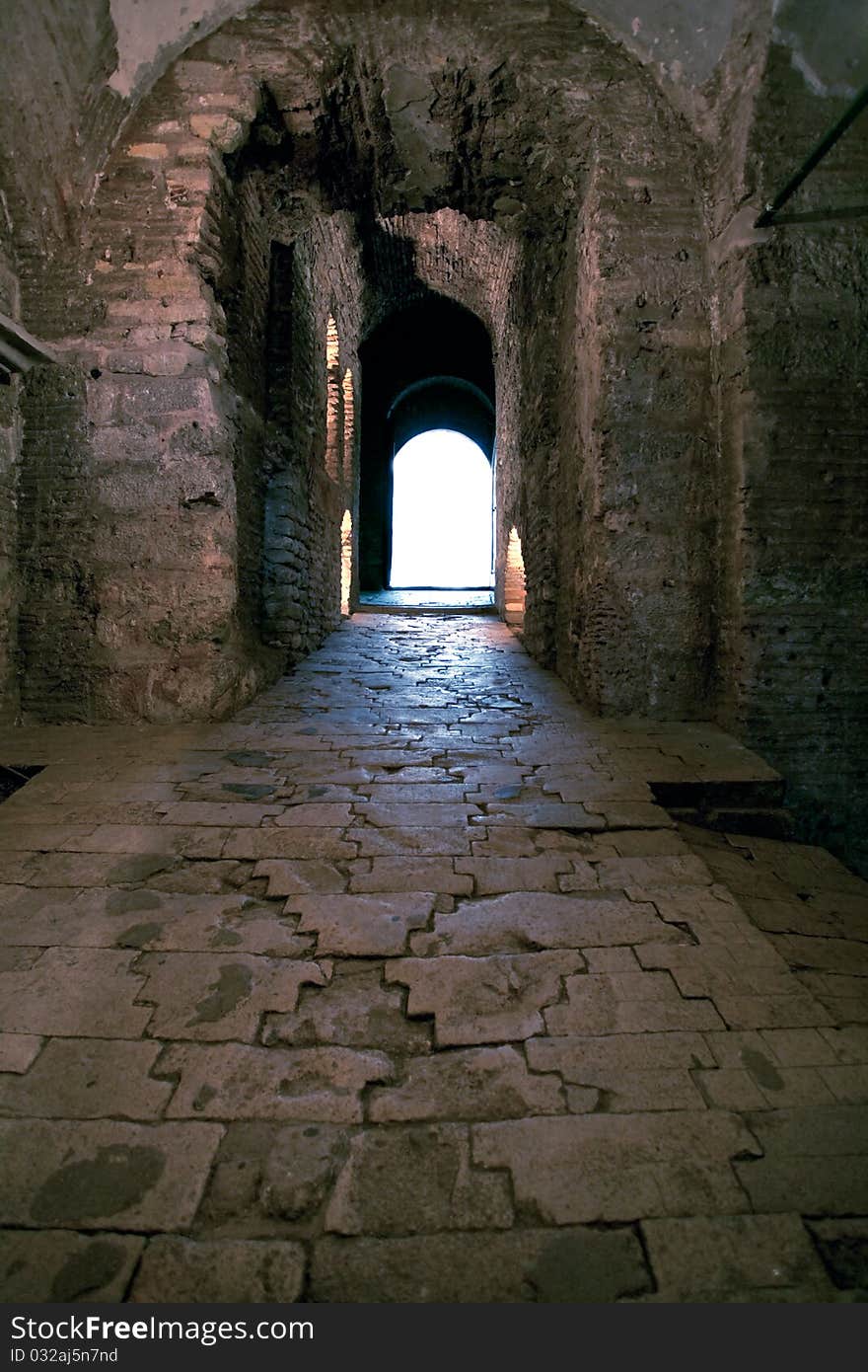 Open exit from old stone fortress. Open exit from old stone fortress