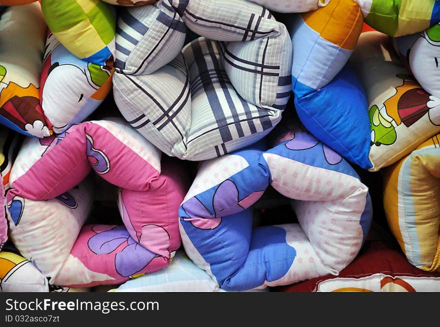 Pillows in colorful cloth