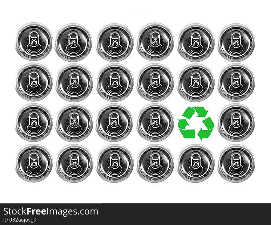 Aluminum cans isolated against a white background