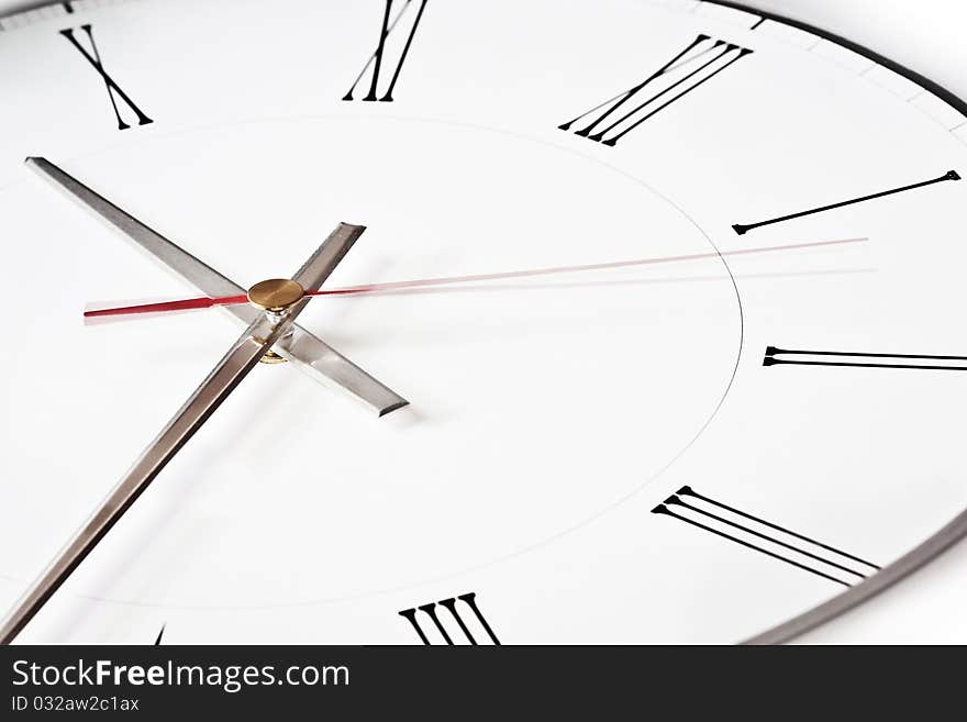 Close up roman clock face. Close up roman clock face