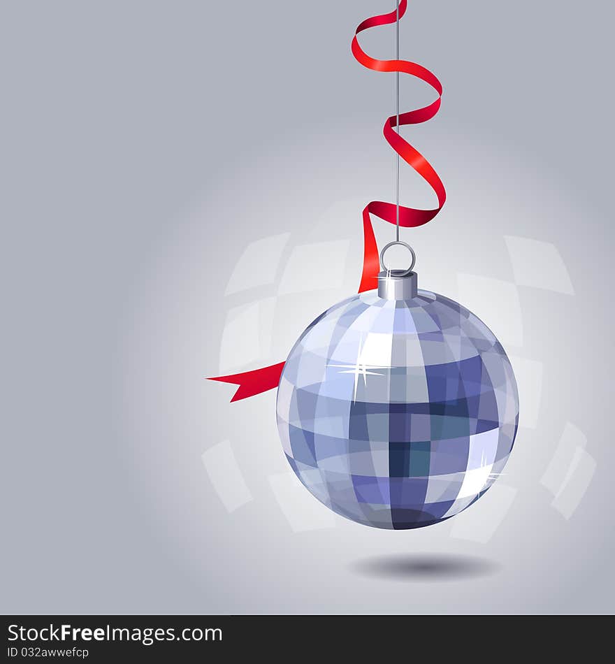 Christmas blue background with hanging ball