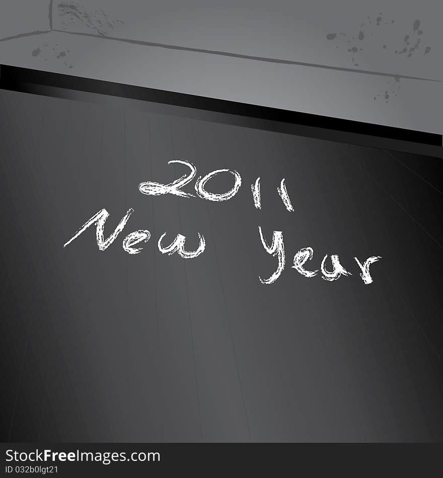 2011 New Year wording at the black board. 2011 New Year wording at the black board