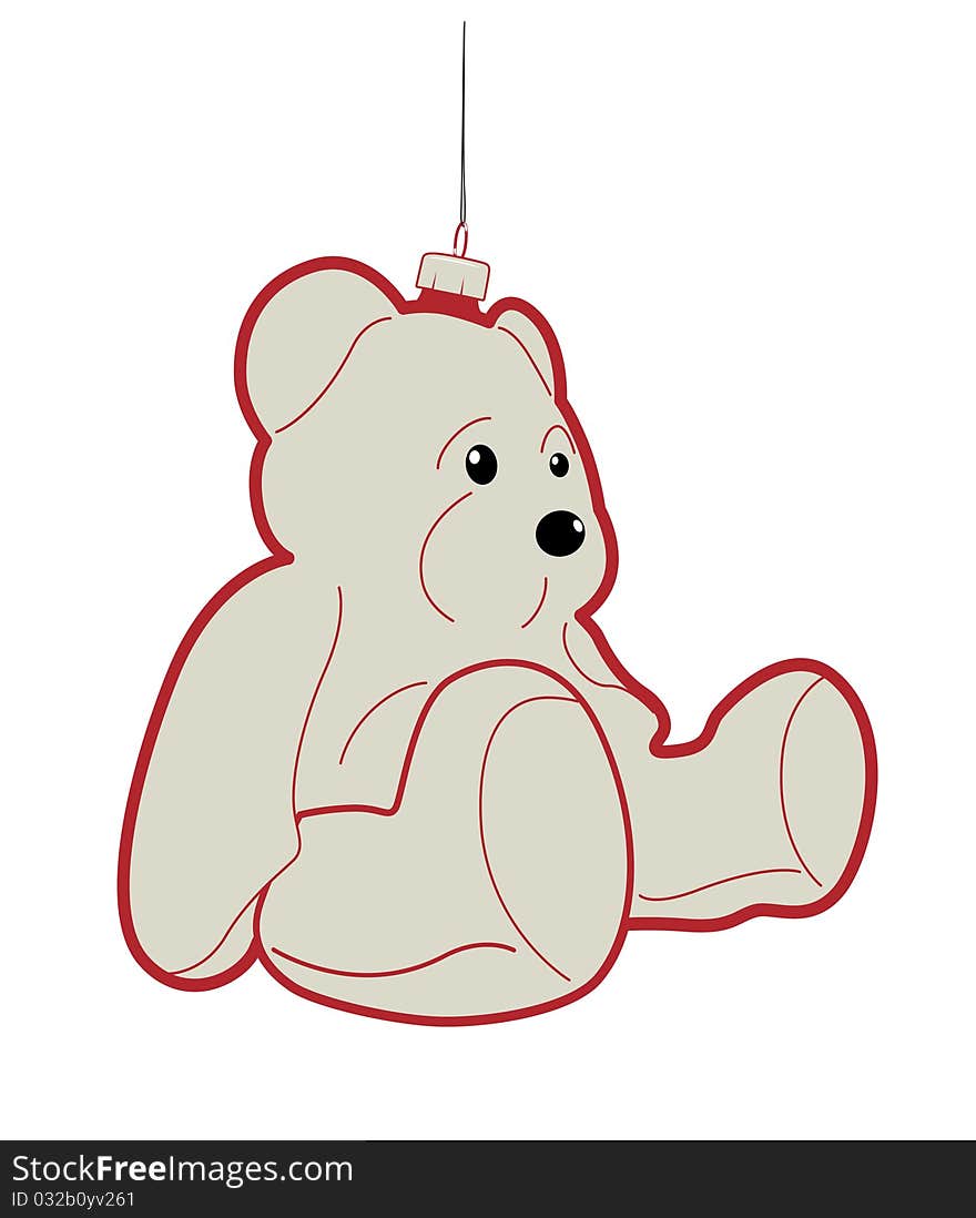 Teddy bear bauble in cartoon style