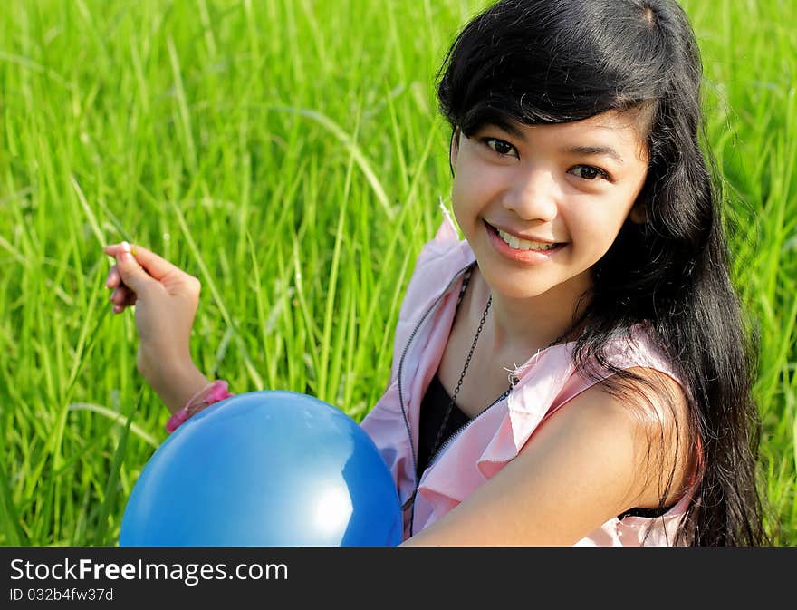 Smiling Teenage girl with colorful balloons. Smiling Teenage girl with colorful balloons