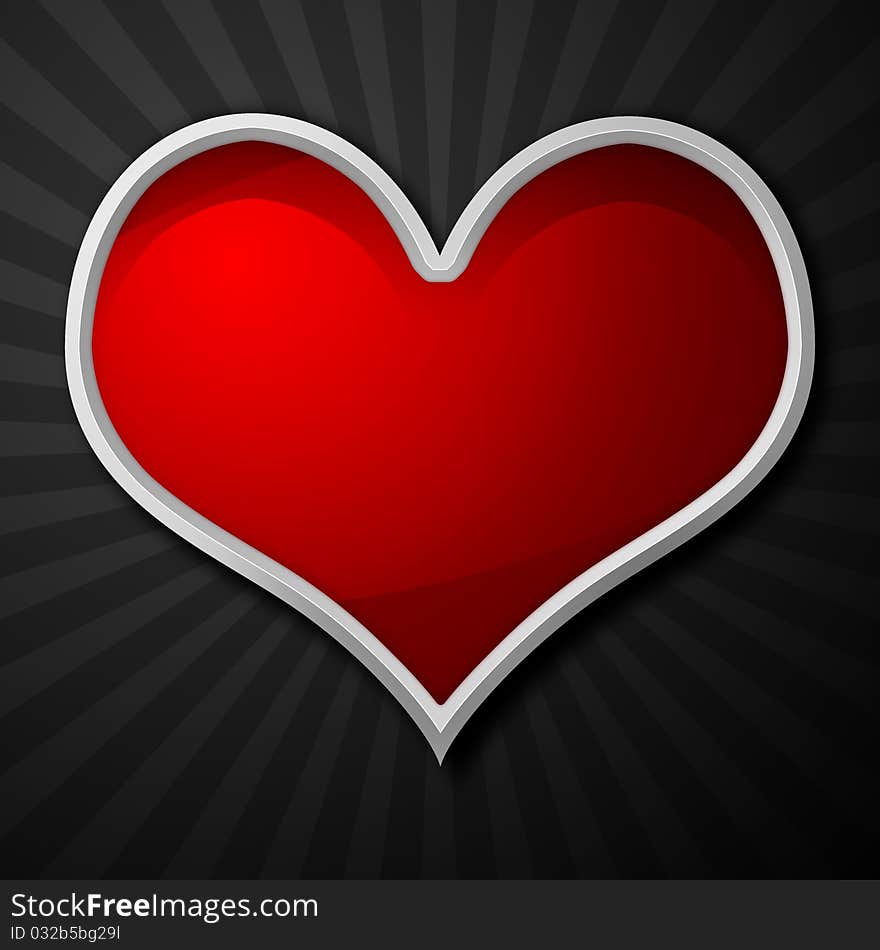 A big frame of red metal heart in groovy background. A big frame of red metal heart in groovy background