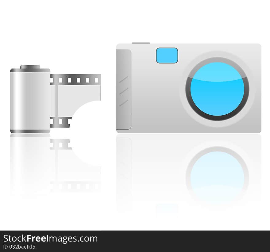 Camera, film icon for web. Camera, film icon for web