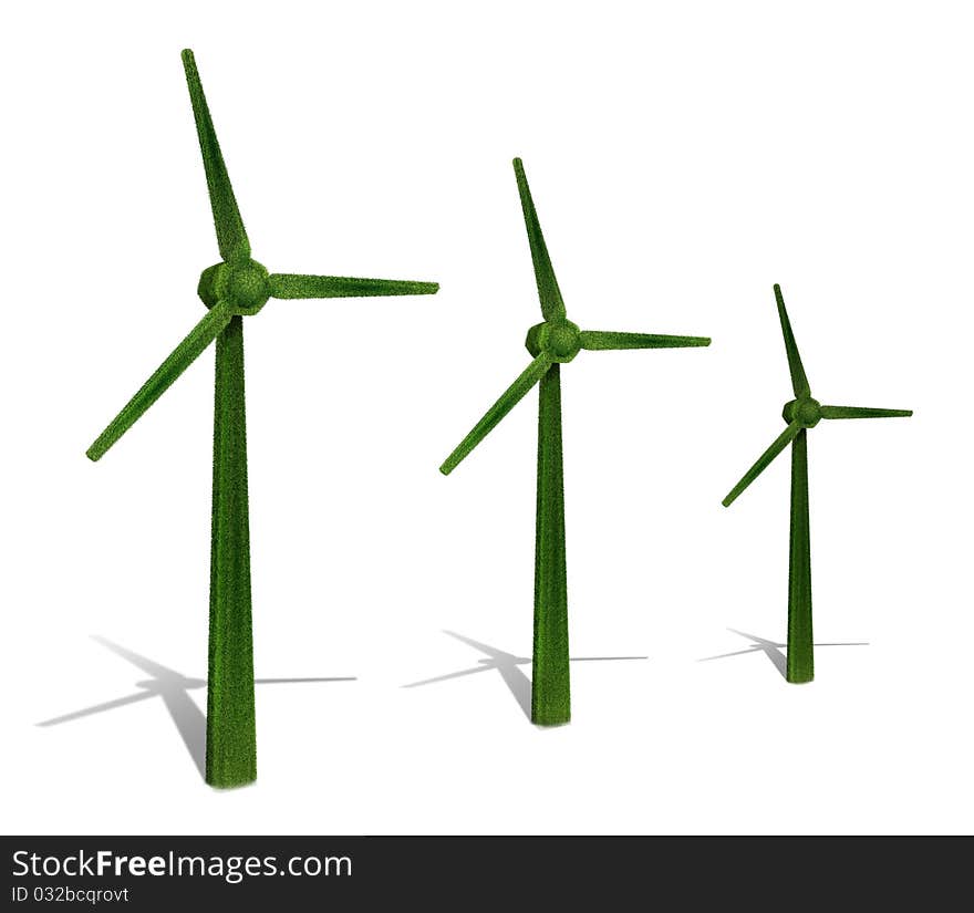 3d illustration of greene nergy windmill fan. 3d illustration of greene nergy windmill fan