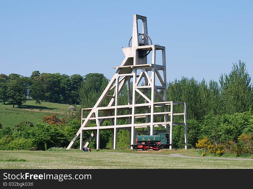 This winding gear is a memorial to the local heritage of Lochore's mining history