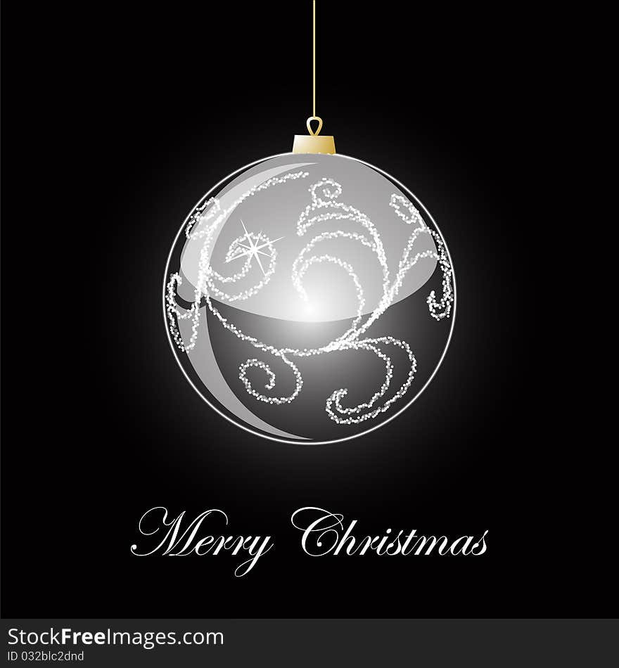 Vector Christmas transparent ball on black background. Vector Christmas transparent ball on black background