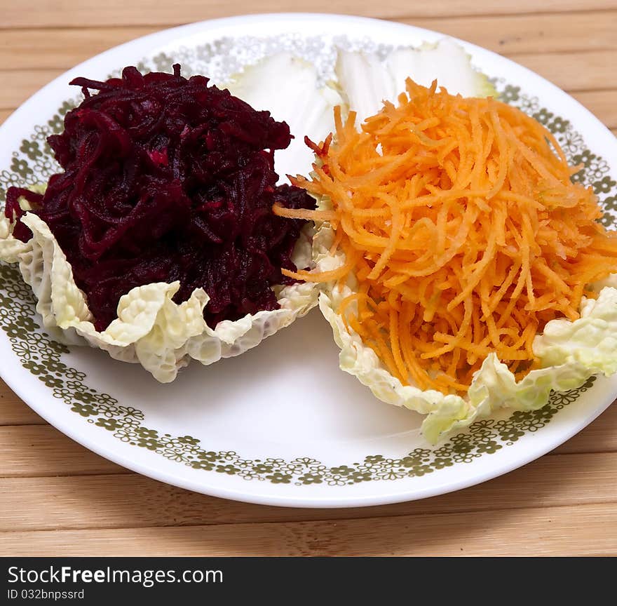 Fresh grated carrots and beets