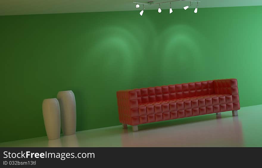 A modern 3d interior composition