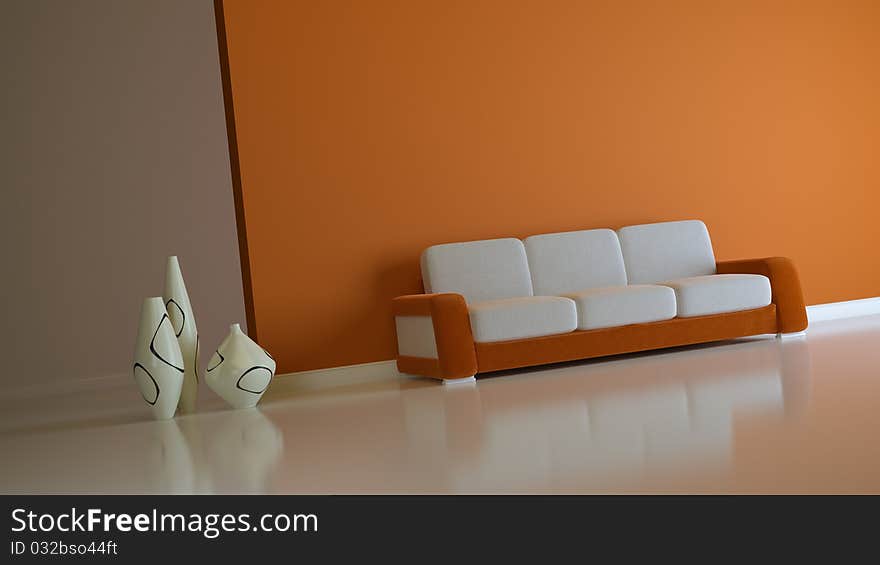 A modern 3d interior composition