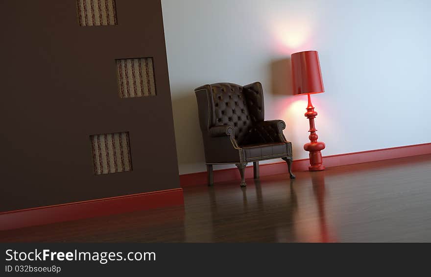 3d interior composition and classic stile