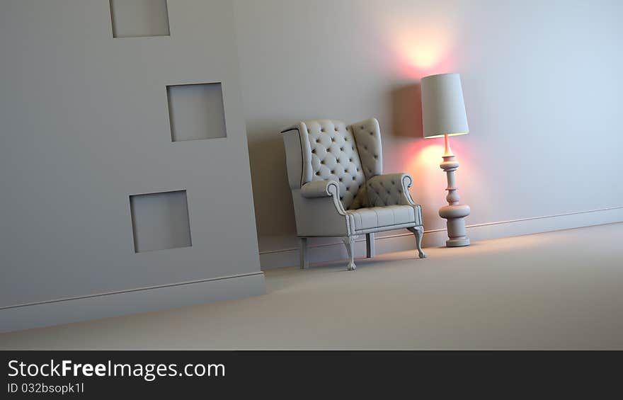 A gray 3d interior composition. A gray 3d interior composition