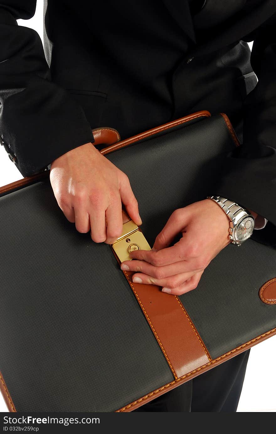 A man and opened his briefcase. A man and opened his briefcase