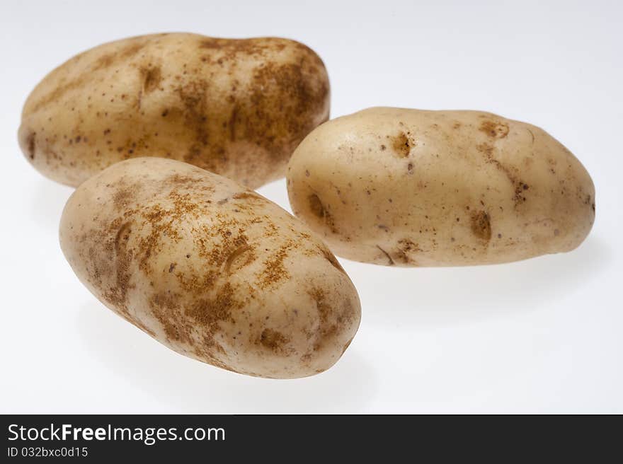 Potatoes isolated on the white background