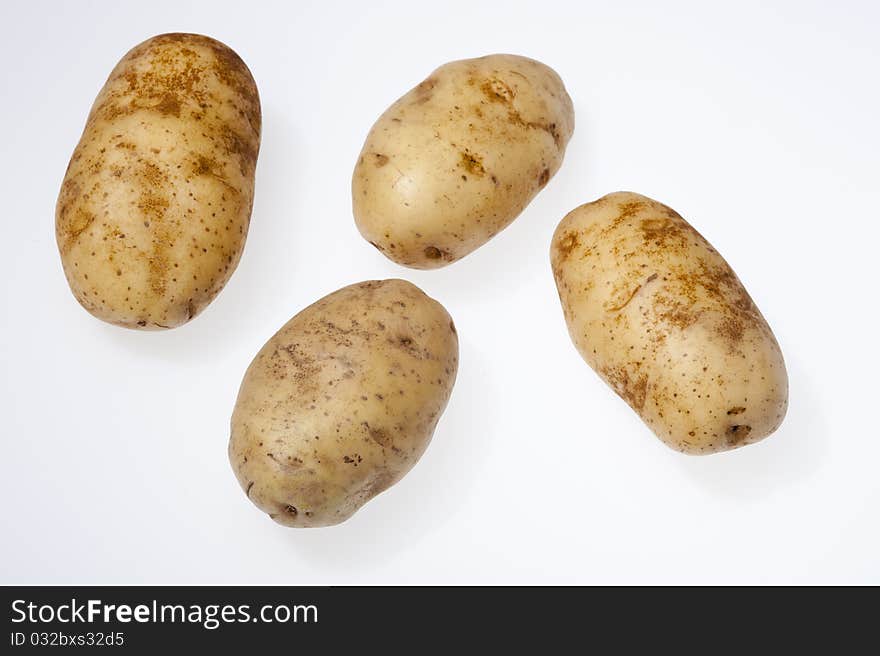 Potatoes isolated on the white background