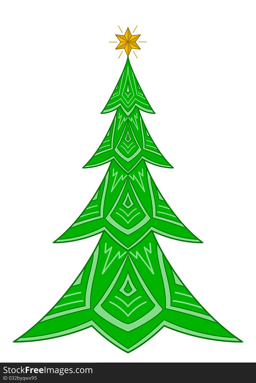 Christmas fir-tree decorated with star, holiday symbol. Christmas fir-tree decorated with star, holiday symbol