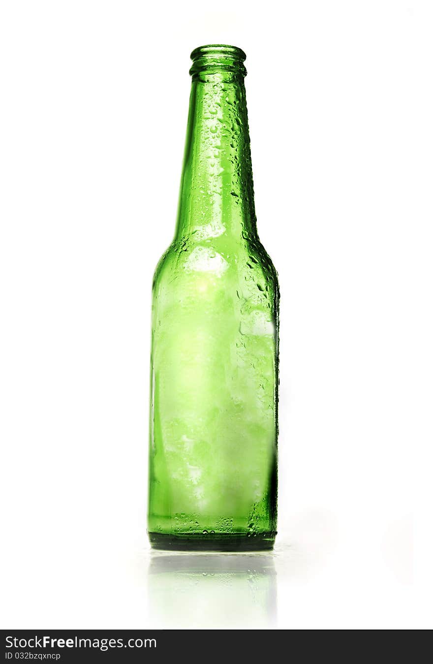 Isolated empty bottle of beer