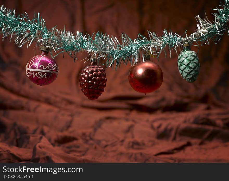 Christmas garland on purple background