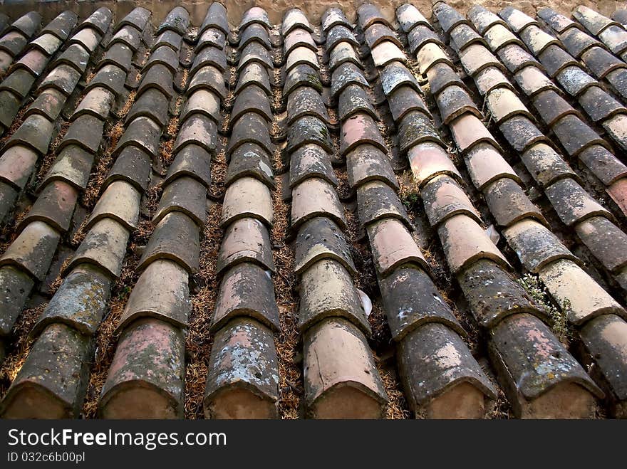 A roof covered with tiles. Spain. A roof covered with tiles. Spain.