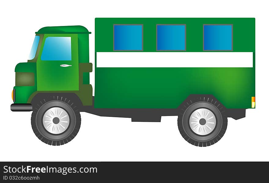 Cargo car with green box. Cargo car with green box