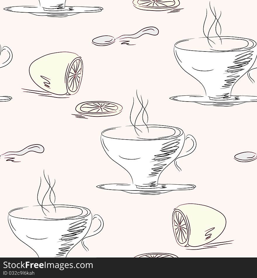 Tea cups seamless pattern