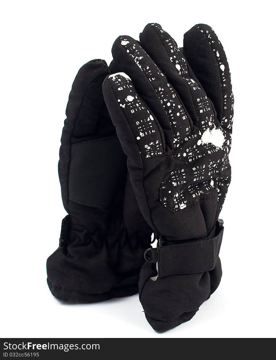 Black gloves with a white background