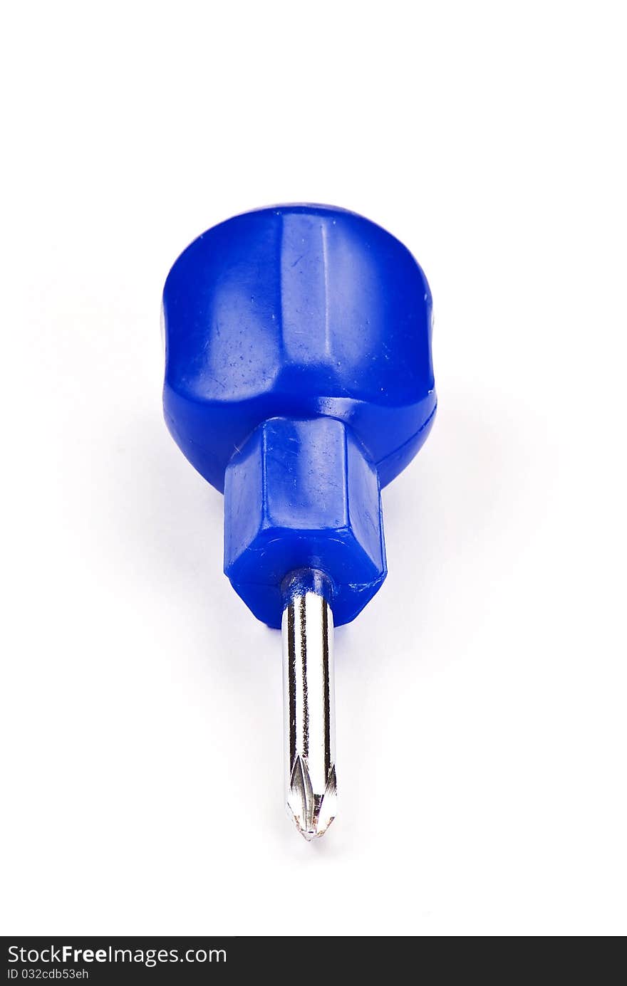 Mini screwdriver over white background