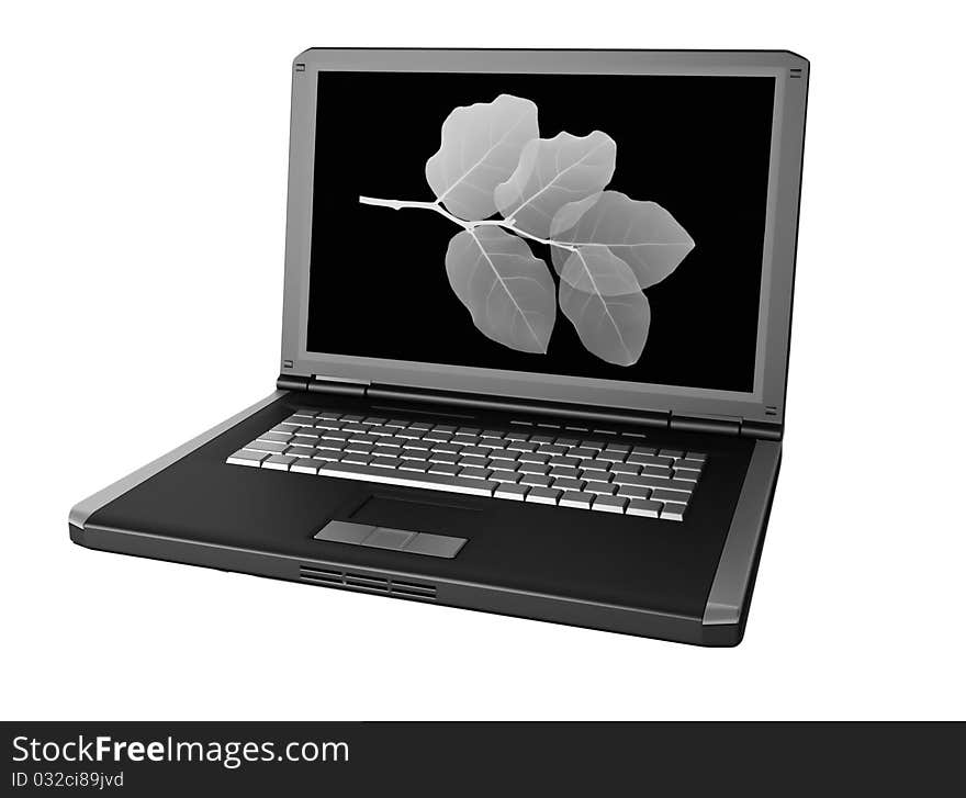 Black and gray laptop isolated on white background