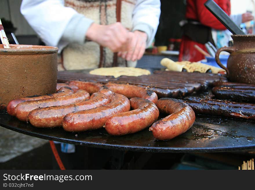 Some sausages in fast food