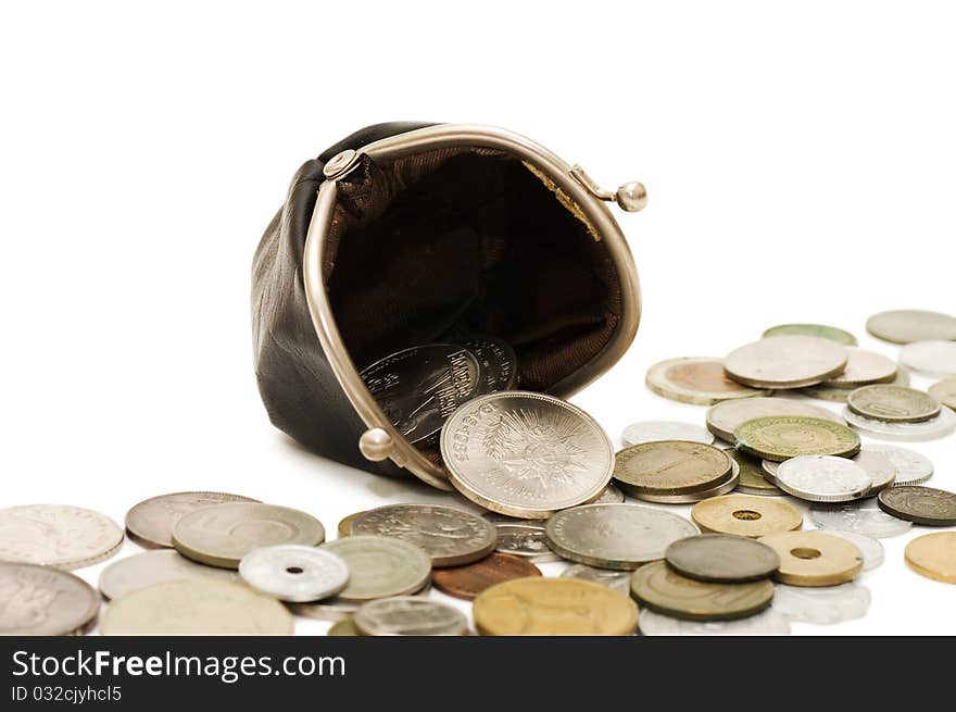 Old coins isolated on white background